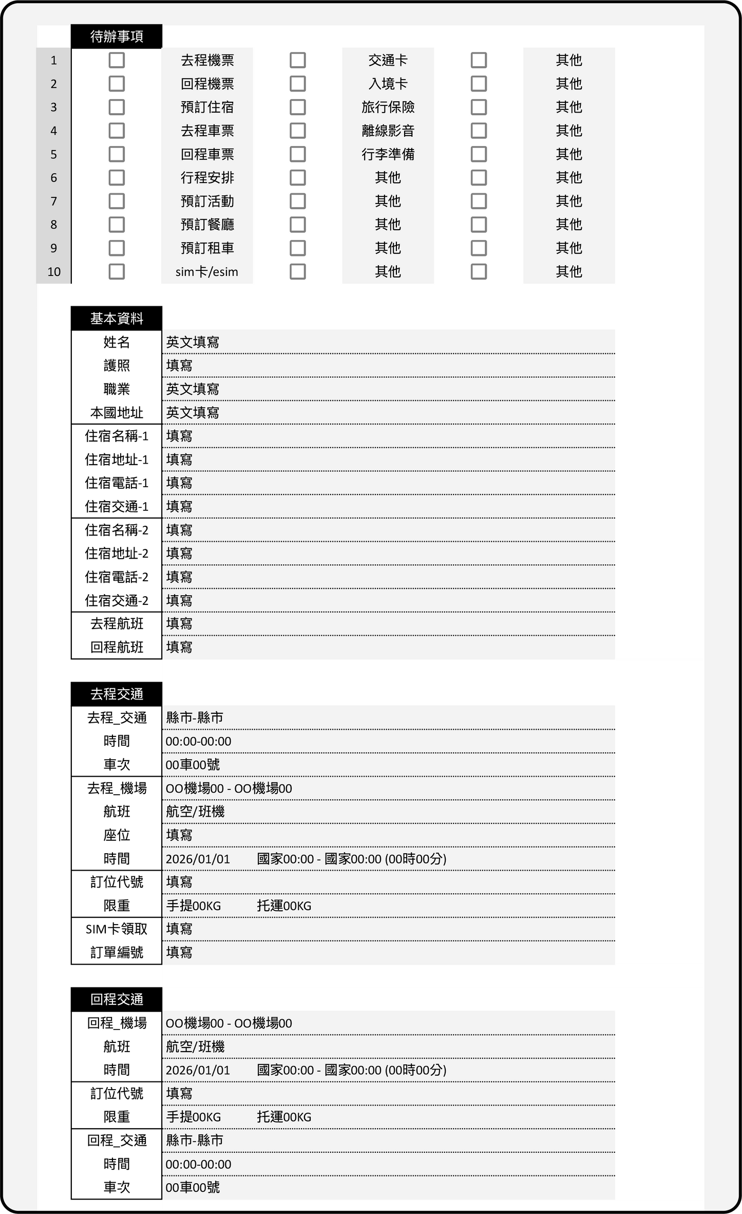 iunnPIM 出國記帳範本 [FREE]