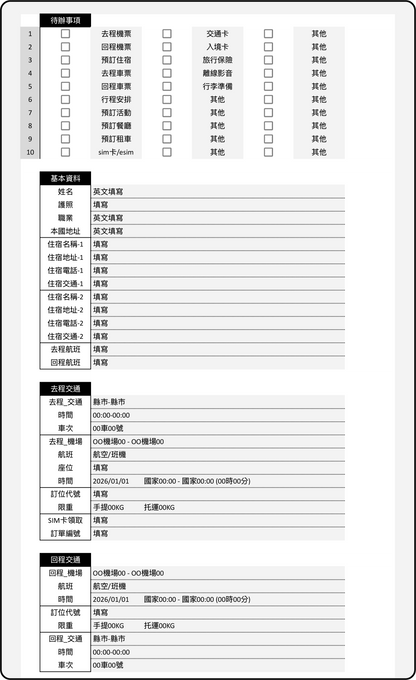 iunnPIM 出國記帳範本 [FREE]