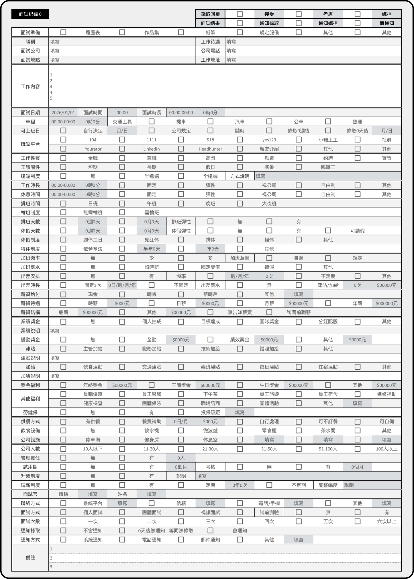 iunnPIM 面試紀錄範本
